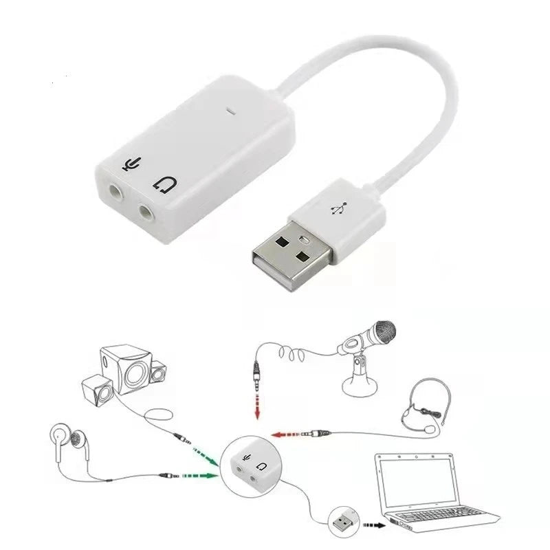 7.1 Channel External USB Sound Card with 3.5mm Jack USB Audio Adapter For Headphone and Microphone Compatible with MacBook