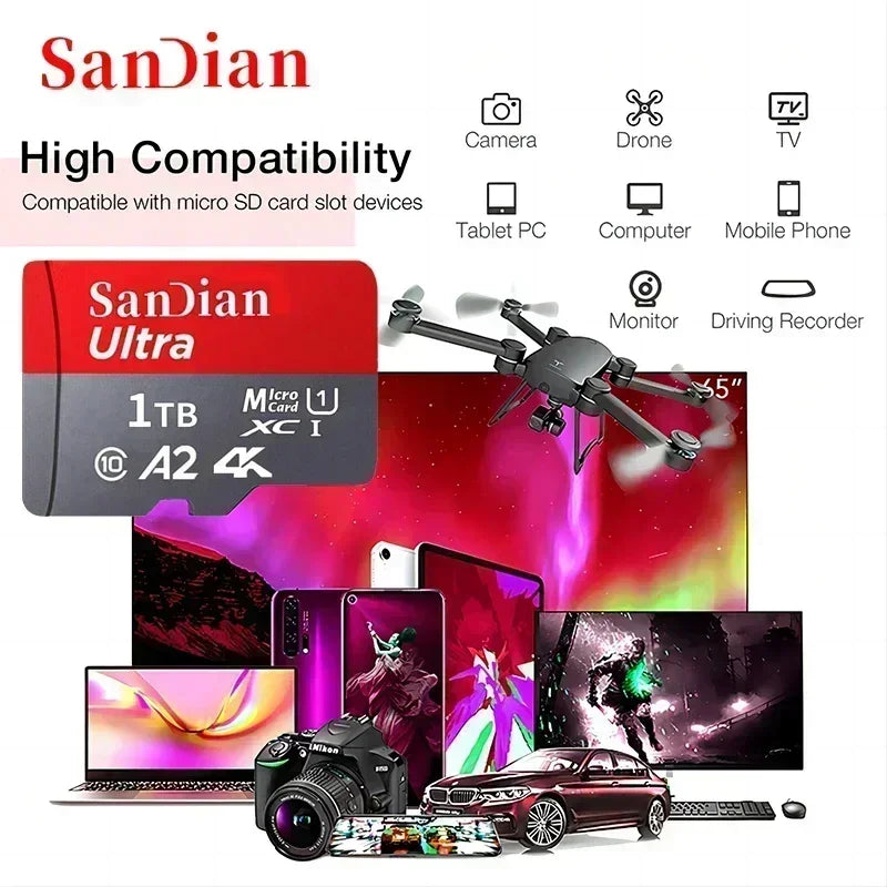 Original Memory Card 512GB 256GB 128GB Flash TF Card Micro TF/SD Cards High Speed Memory Storage Device for PC/Laptop/Phone/MAC