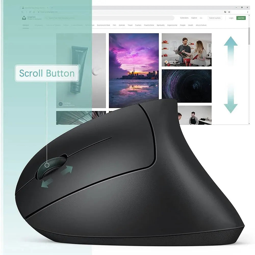Wireless Bluetooth Vertical Mouse 800 1200 1600 DPI 6 Button Personalised Side Grip Ergonomic 2.4G Mute Gaming PC Computer Mouse