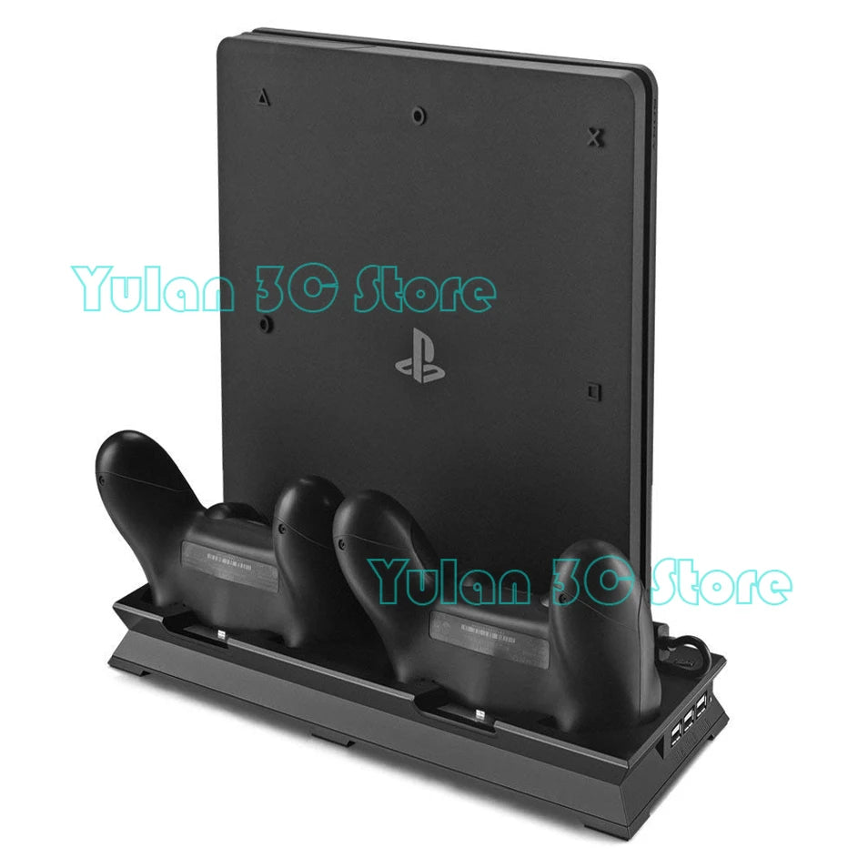 PS4 Slim Vertical Stand with Cooler Cooling Fan Controller Charger Charging Dock Station Play Station 4 PS 4 S Games Accessories